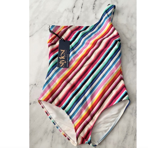Stylest New Stylest System Dreamsculpt One Shoulder Swimsuit Rainbow Gradient S - Picture 1 of 5